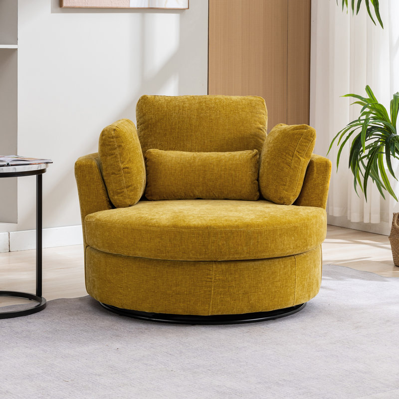 Rosdorf Park Kavonta Upholstered Swivel Barrel Chair with Ottoman
